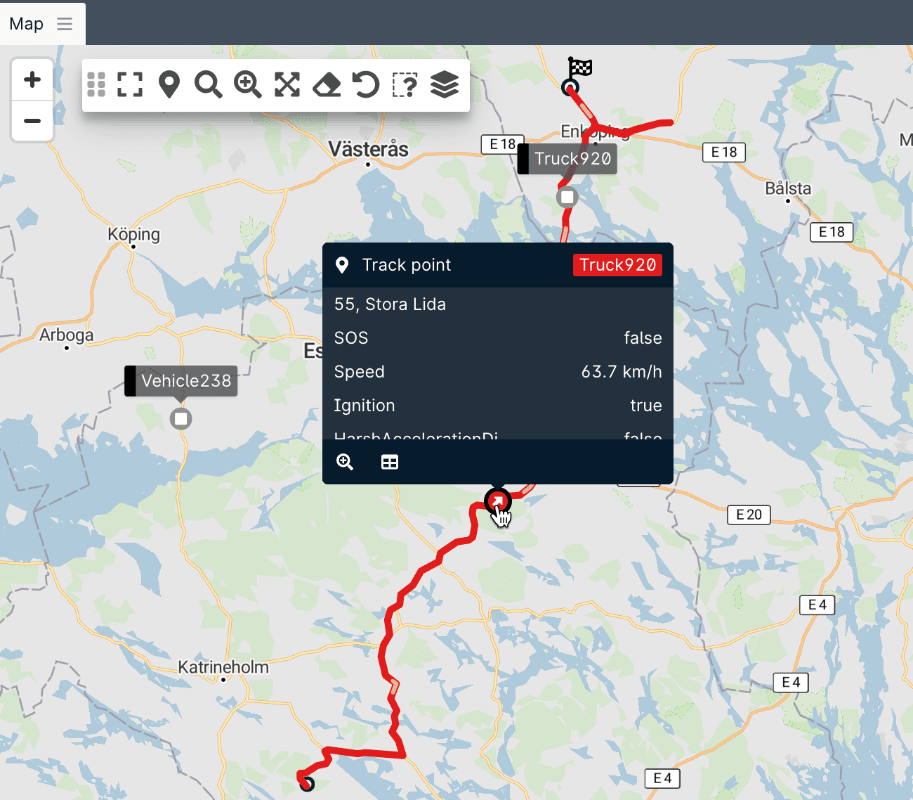 Viewing track point data in GpsGate