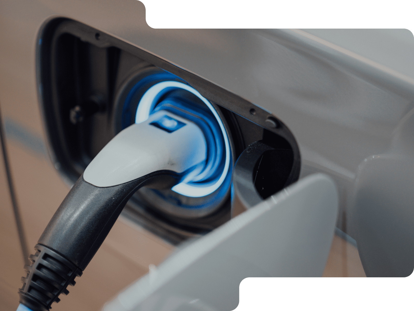 Close-up of a charging port of an electric vehicle
