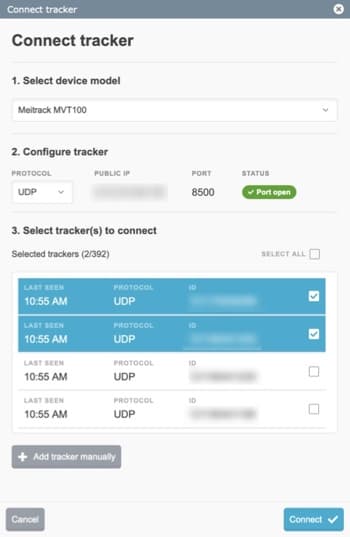 Connect all detected trackers