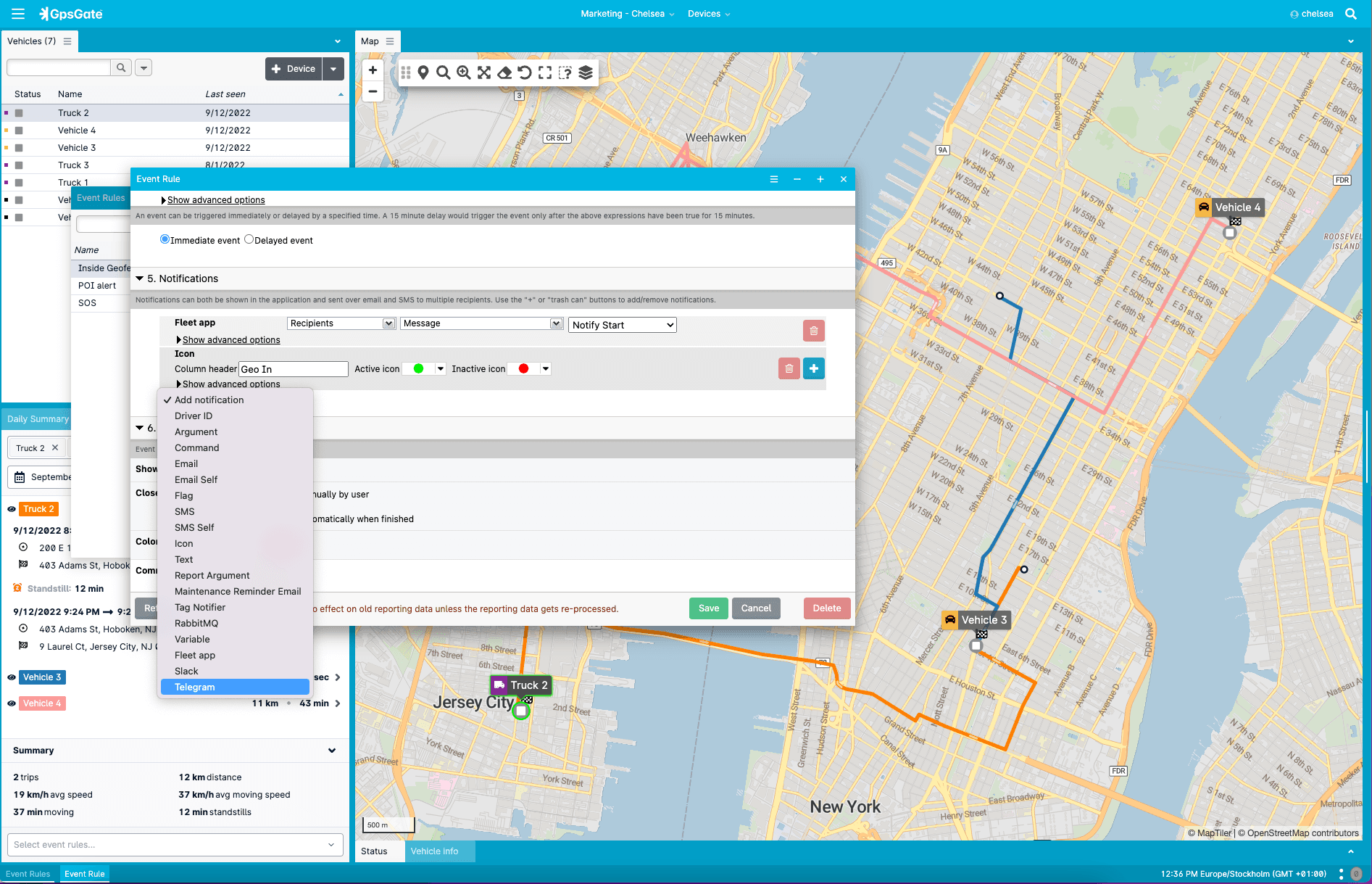 configuring notifications in GpsGate