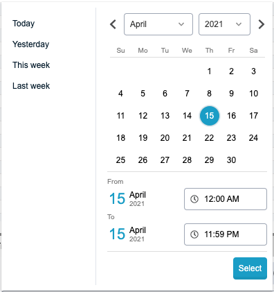 Quick pick date options on the Tracks 2.0 calendar